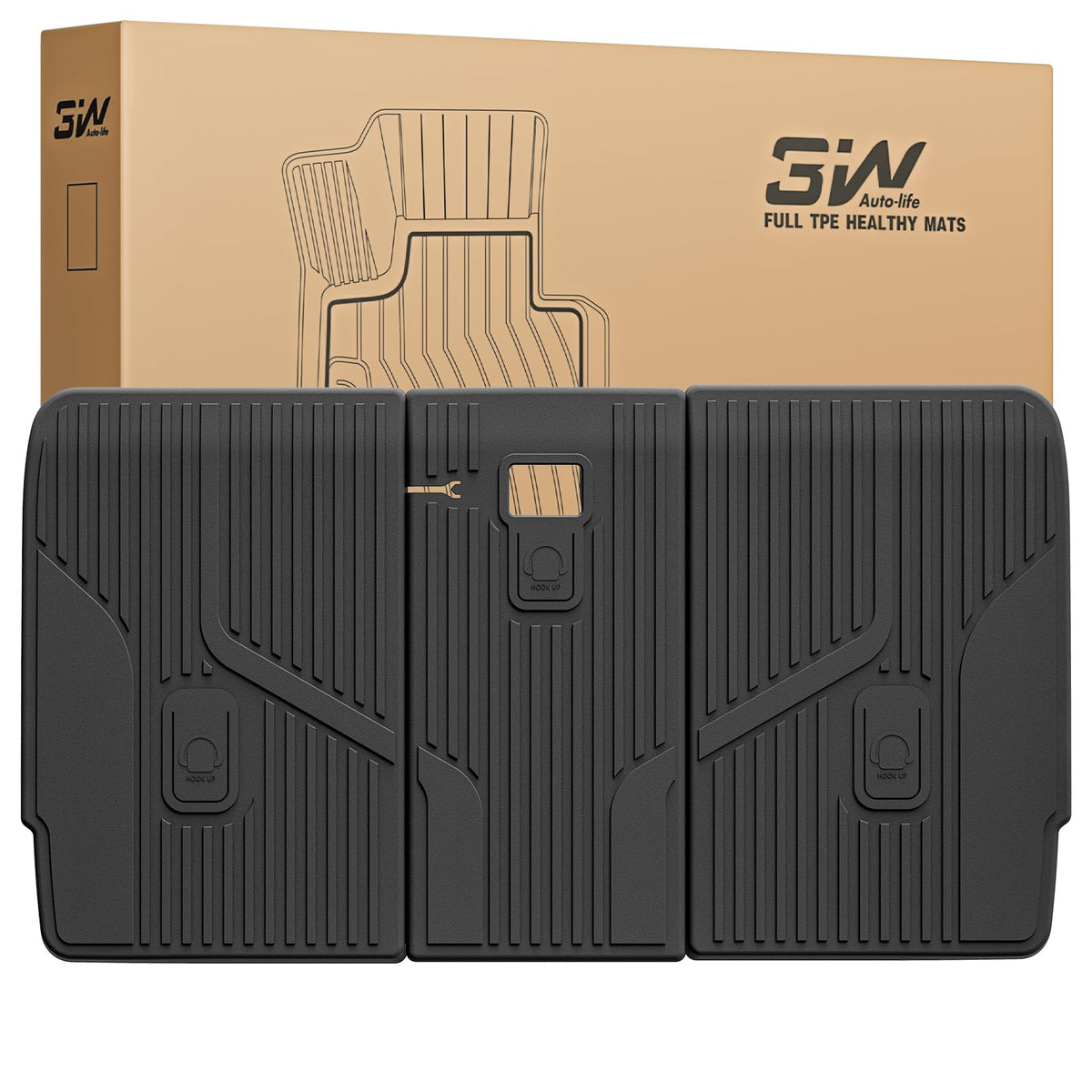 3W front view seatback protector showing full coverage and neat fit