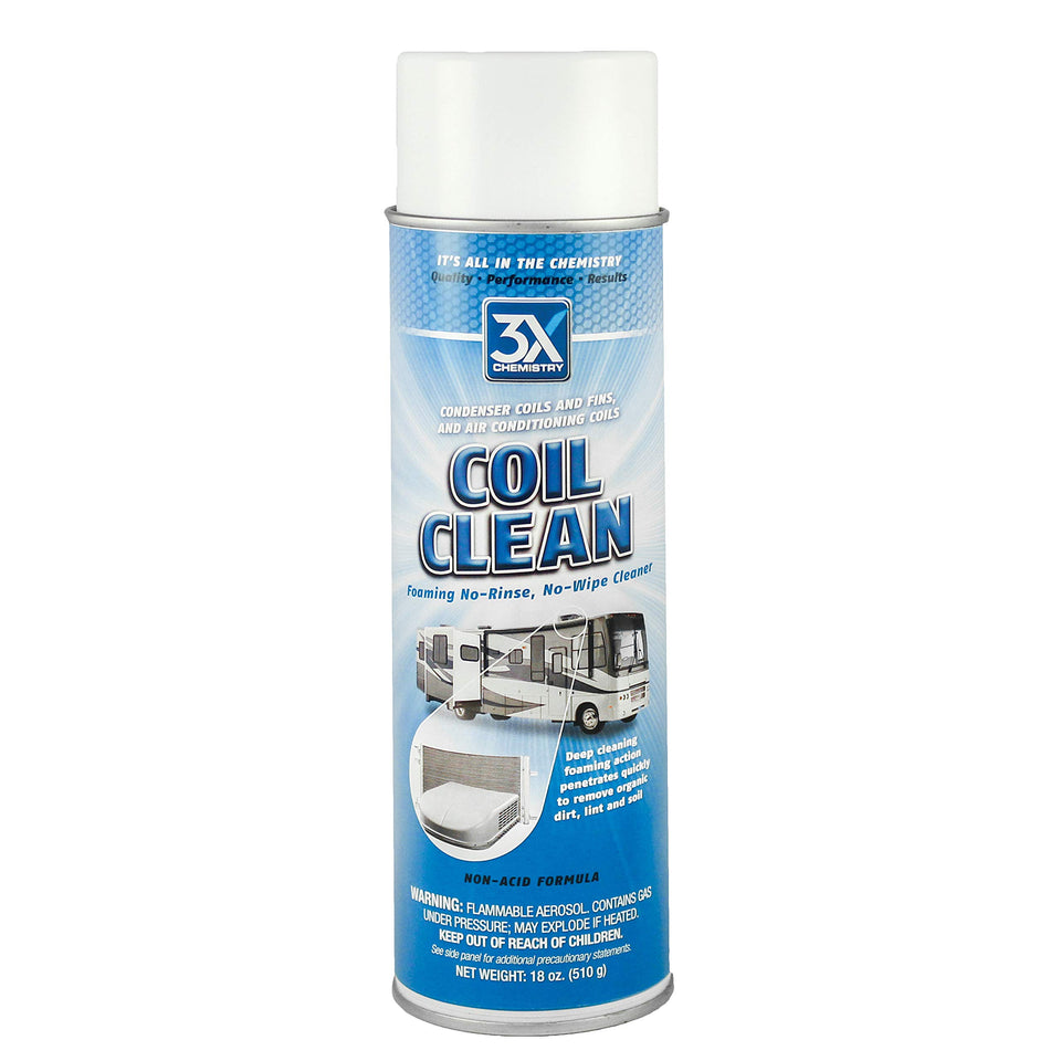 3X:Chemistry foaming coil cleaner front packaging showing spray can and label with cleaning benefit