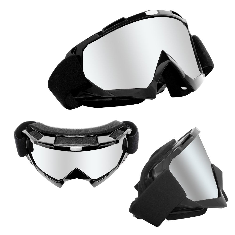 4-FQ goggles paired with half-open helmet illustrating helmet compatibility benefit