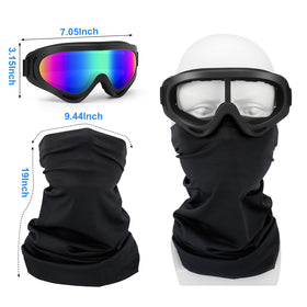 4-FQ neck gaiter laid flat showing breathable fabric and extra dust protection