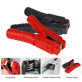 4Bang clamps attached to car battery terminals enabling quick jump-start assistance