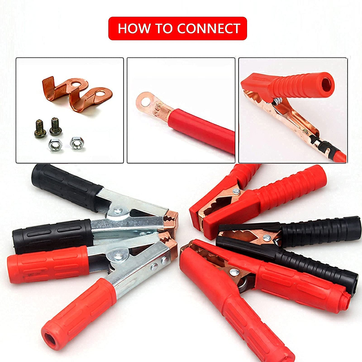 4Bang two-piece packaged set with one red and one black clamp for polarity clarity