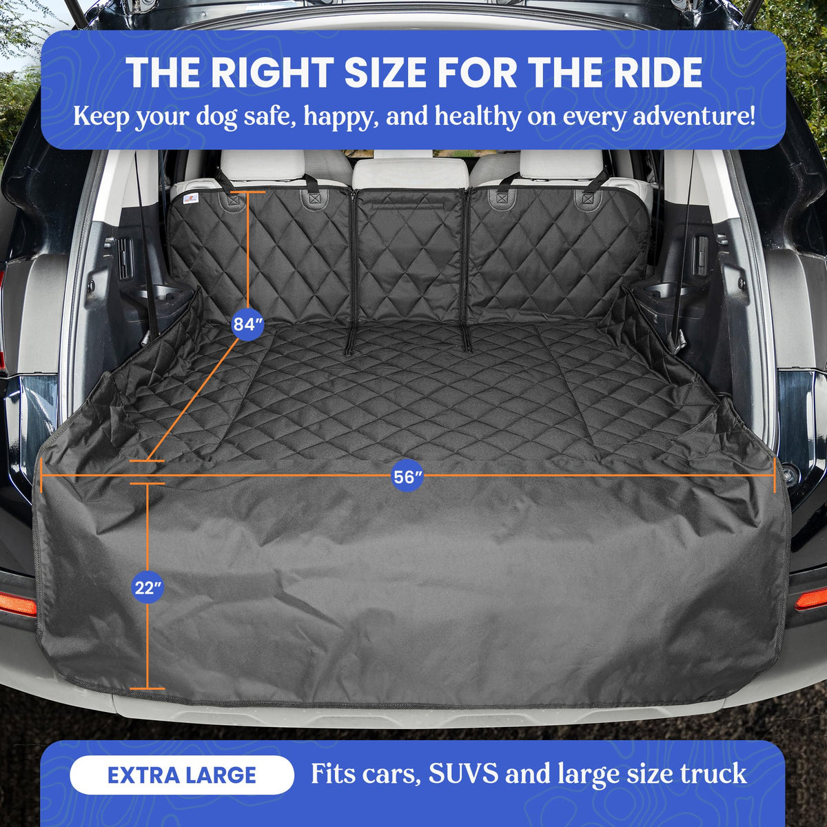 4Knines cargo liner in SUV with dog demonstrating protection and comfort