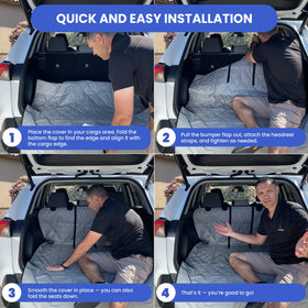4Knines liner with dog riding comfortably and cargo stays clean