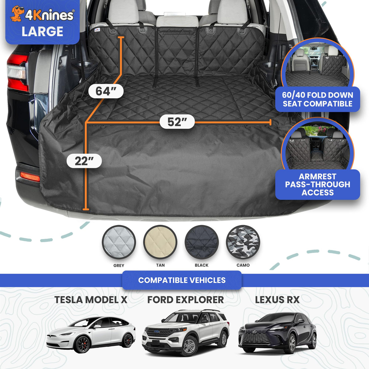 4Knines textured non-slip backing visible to prevent liner movement