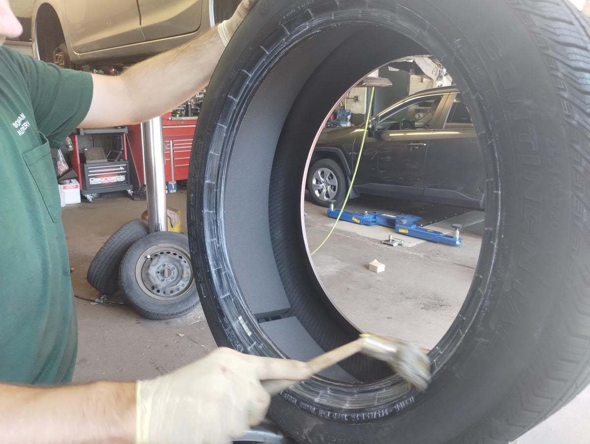 4LIFETIMELINES applied on car wheel during mounting for safer installs