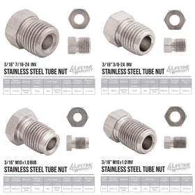 4LIFETIMELINES assorted 16 SAE fittings laid out for quick selection and compatibility