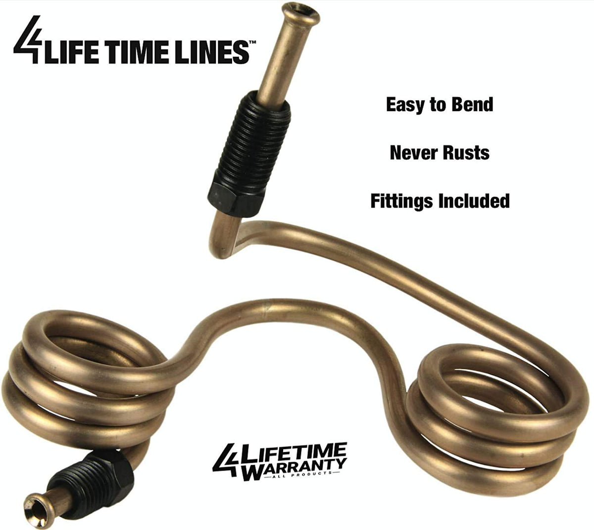 4LIFETIMELINES installed brake line under vehicle illustrating routing clarity and long-term corrosion resistance