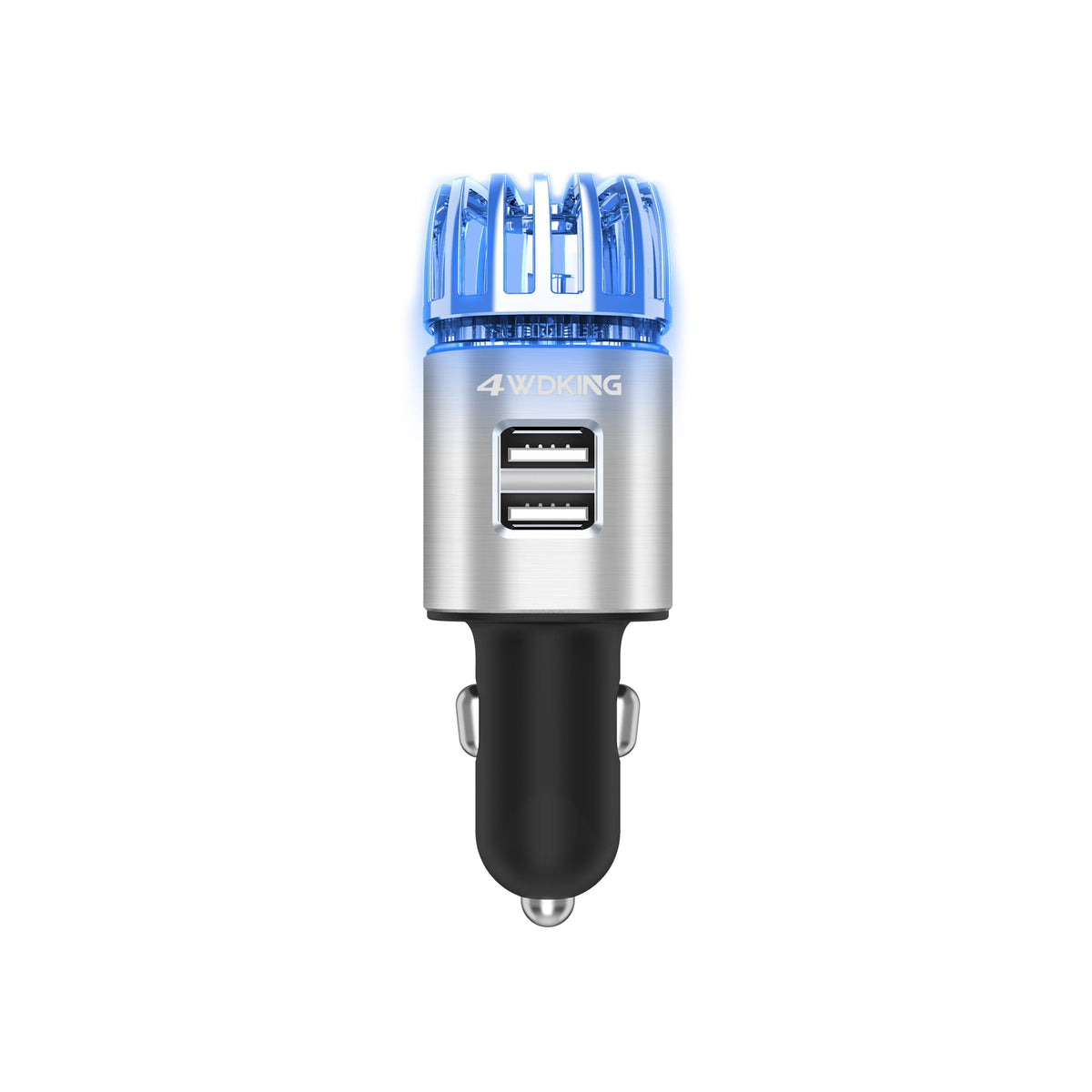 4WDKING purifier front view showing plug and sleek finish for tidy cabin charging