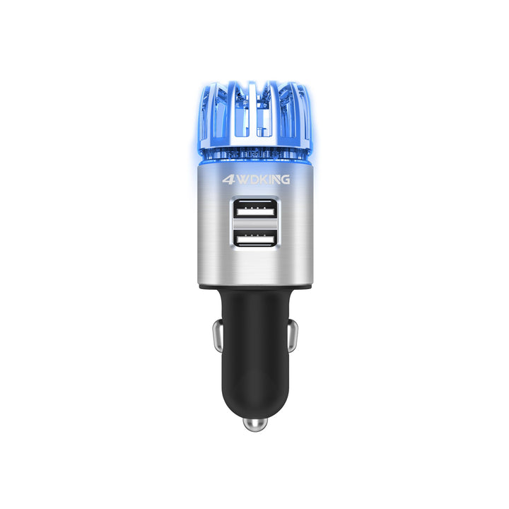 4WDKING purifier front view showing plug and sleek finish for tidy cabin charging