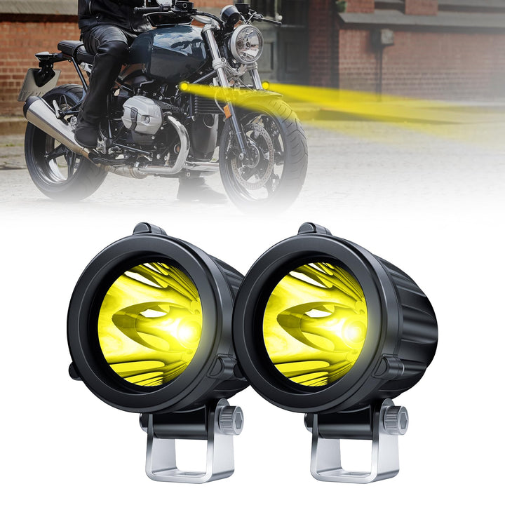 4WDKING front view amber fog light showing compact durable design and bright beam