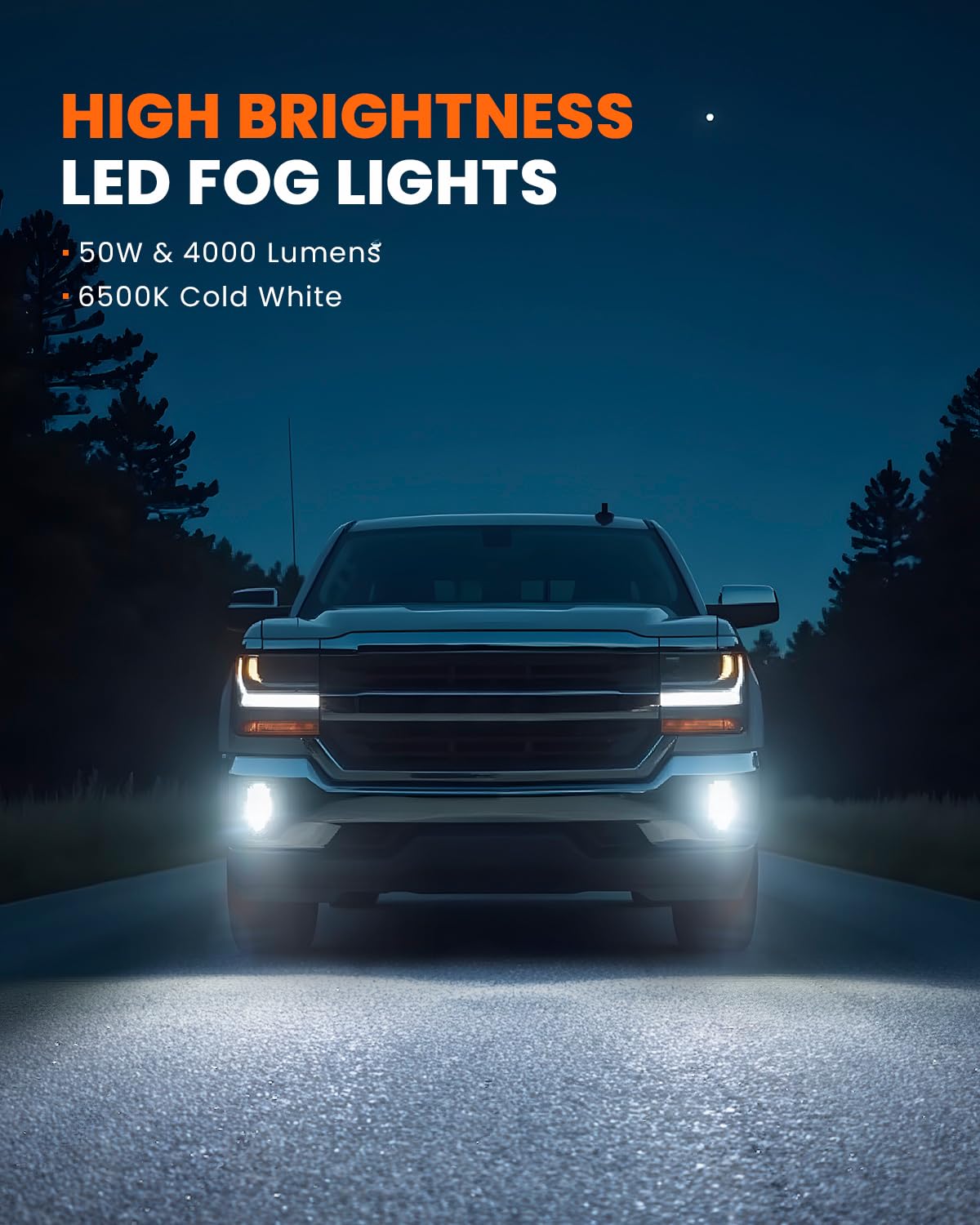 4X4FLSTC beam pattern at night highlighting brighter road illumination