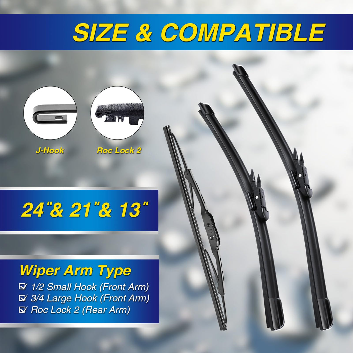 5 PLUS driver 24 inch blade close-up showing silicone edge for consistent water shedding