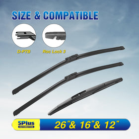5 PLUS 26-inch front blade close-up showing secure fit and quiet wipe benefit