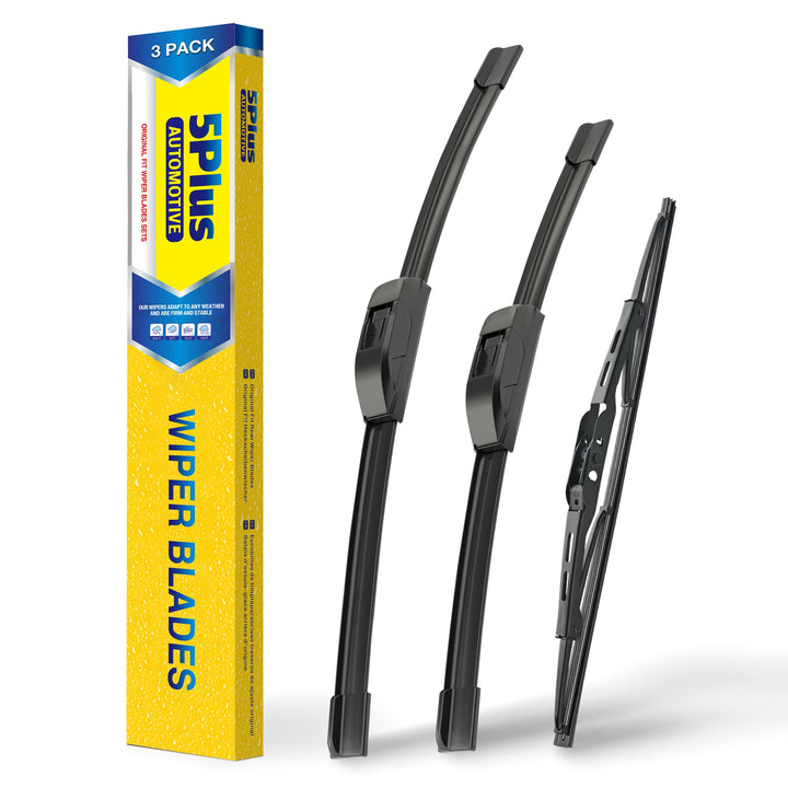 5 PLUS front packaging showing 26" 16" and 13" blades and clear fitment