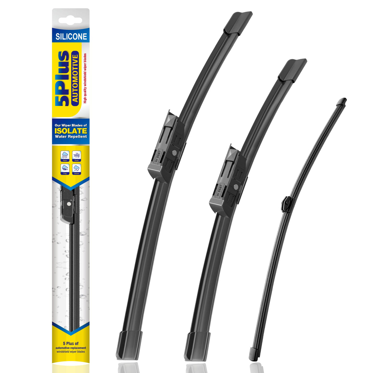 5 PLUS front packaging showing complete 3-pack, clear fitment for Audi Q5