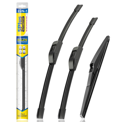 5 PLUS front packaging showing full 3-pack and fitment details, easy selection benefit