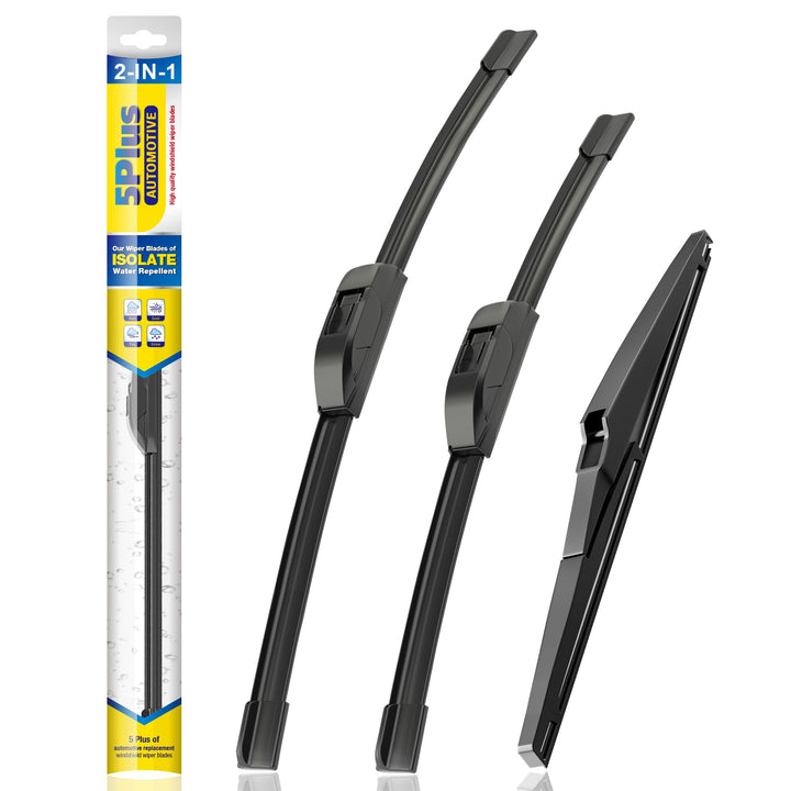 5 PLUS front packaging showing full 3-pack and fitment details, easy selection benefit