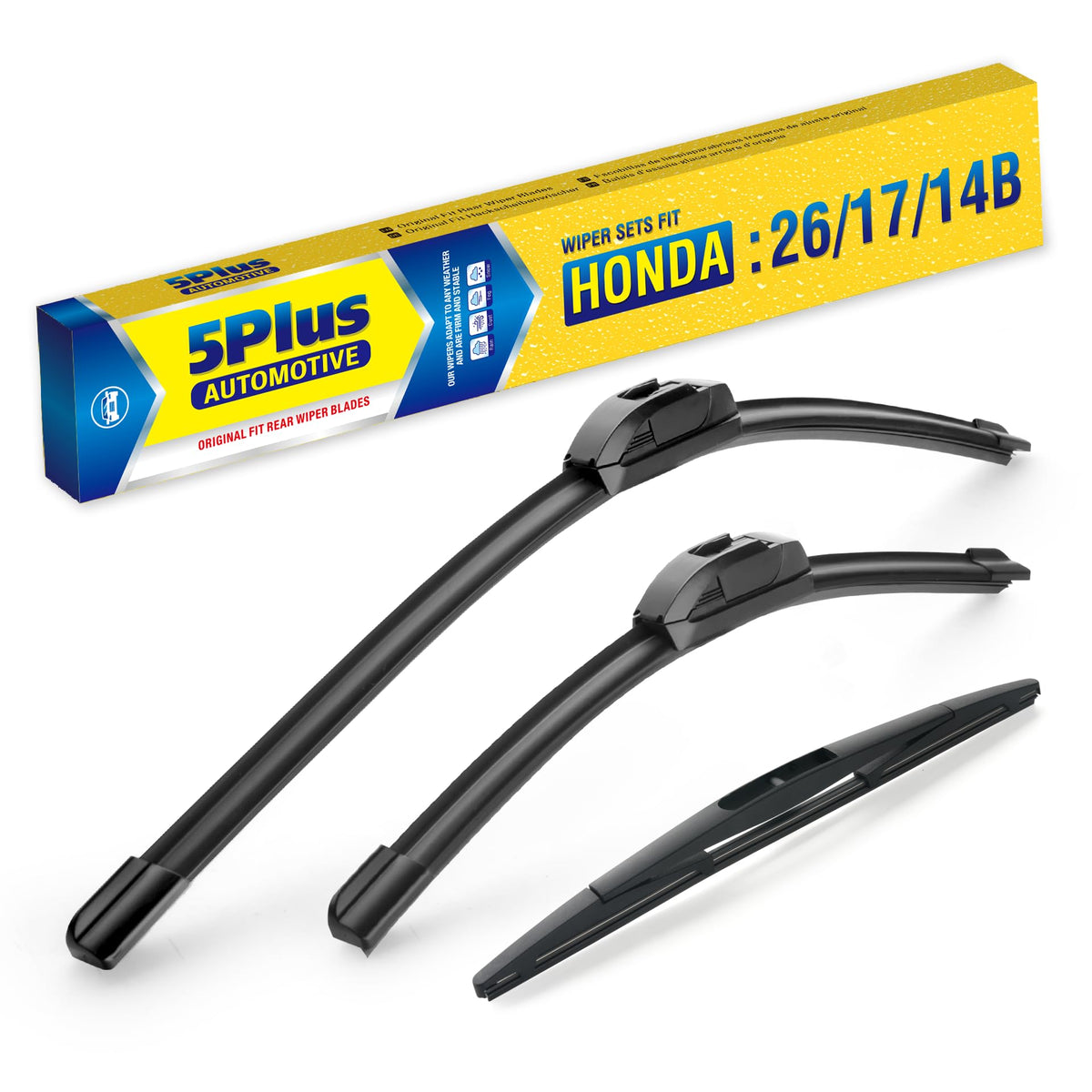 5 PLUS front packaging showing complete CRV wiper kit and fit