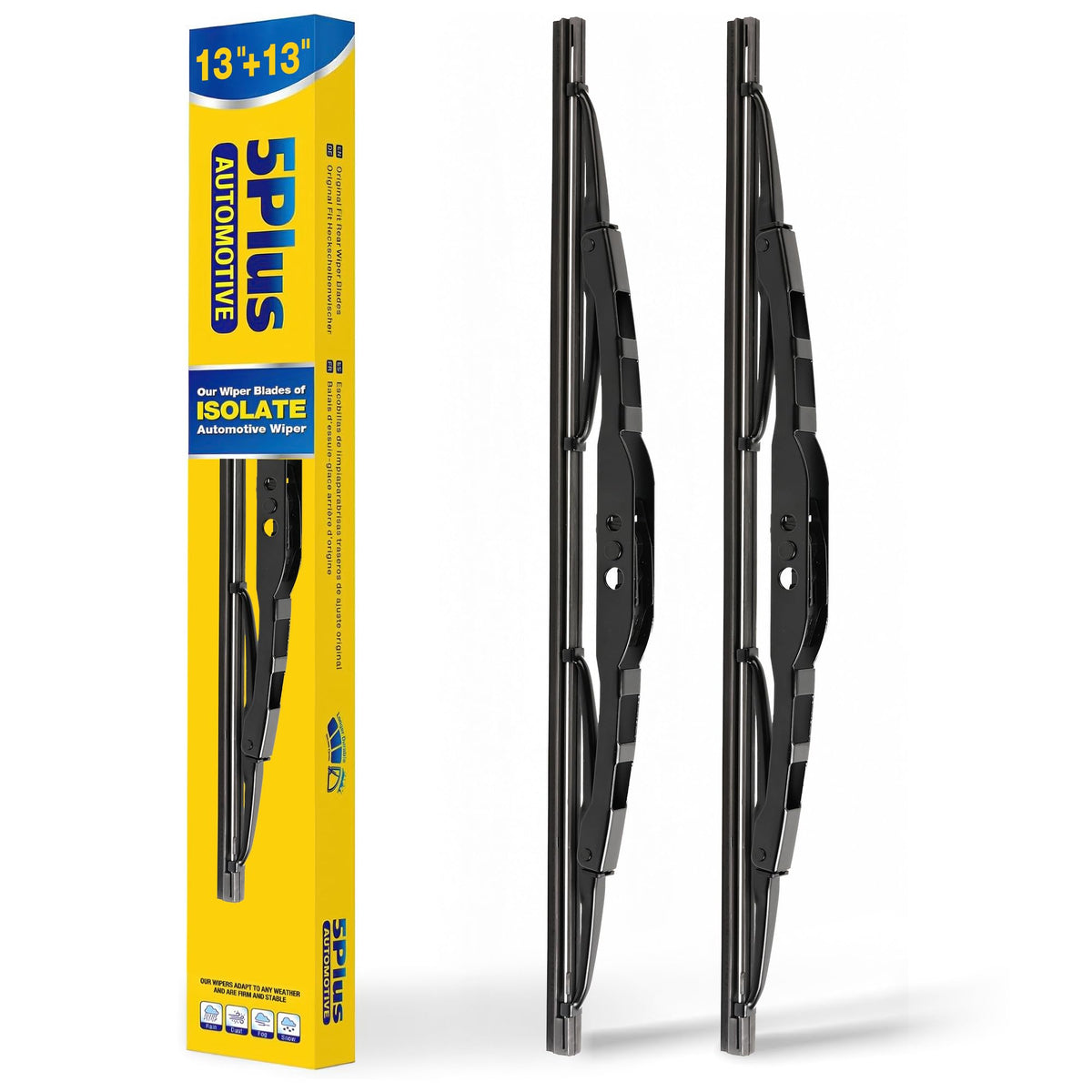 5 PLUS front packaging showing Jeep-compatible replacement blades and fit details
