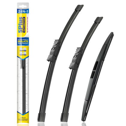 5 PLUS front packaging showing full 3-pack and fitment for Subaru Outback, clear convenience