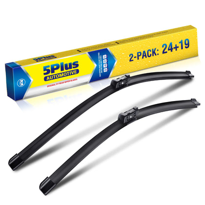 5 PLUS front packaging showing 24" and 19" wiper pair and fit details for VW Jetta