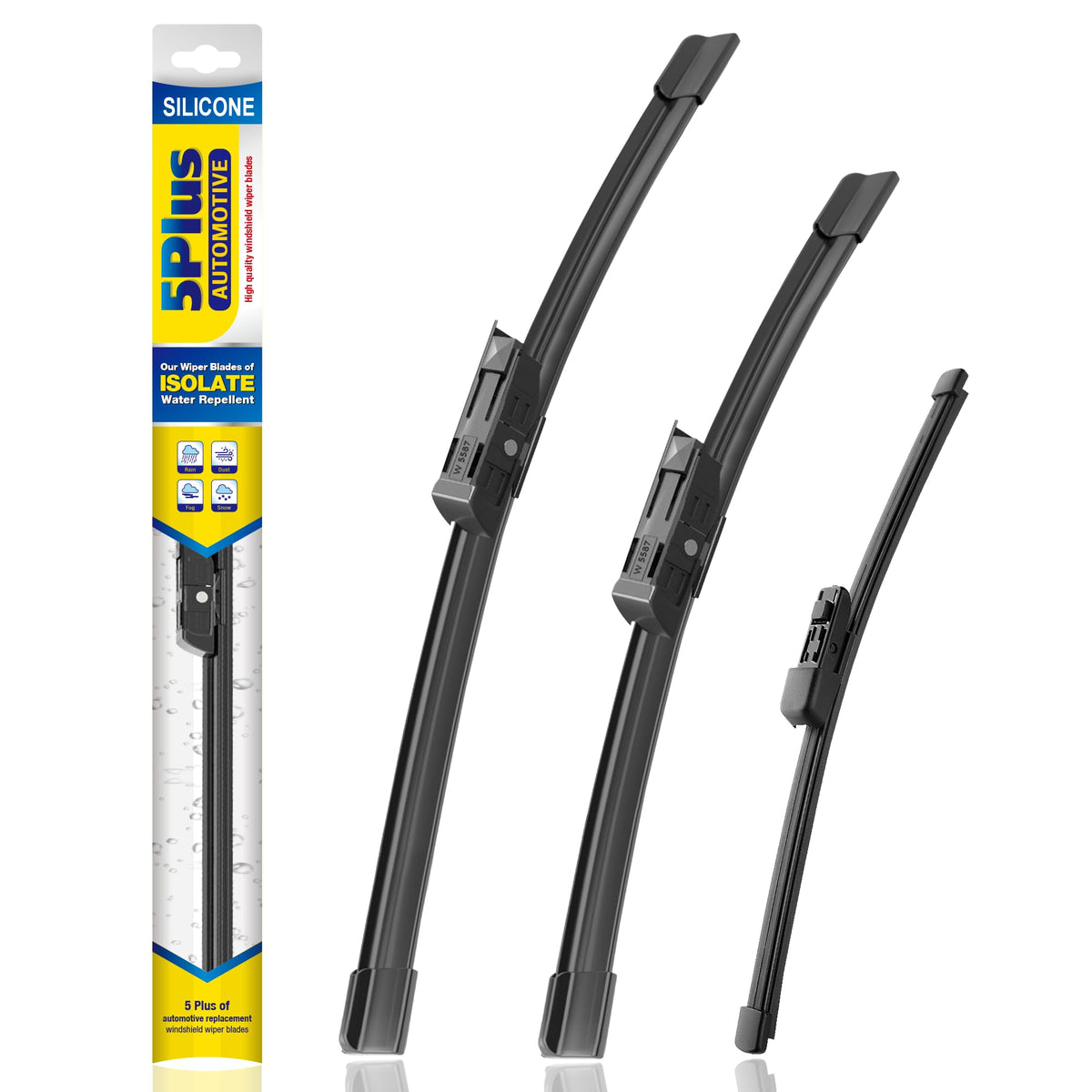 5 PLUS front packaging showing three blades and fitment details for VW Atlas