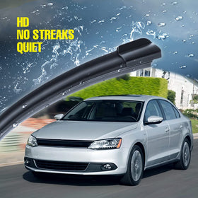 5 PLUS blades clearing rain on windshield, improving visibility on wet roads