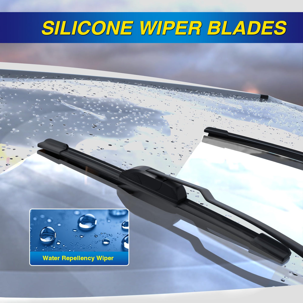 5 PLUS passenger blade close detail showing silicone edge for smoother wiping