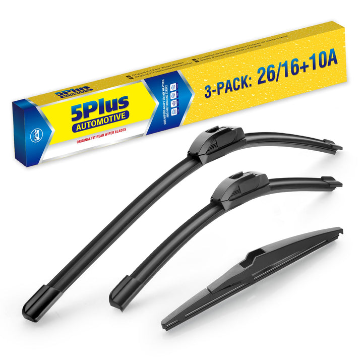 5 PLUS front packaging showing complete three-blade set and fit for RAV4