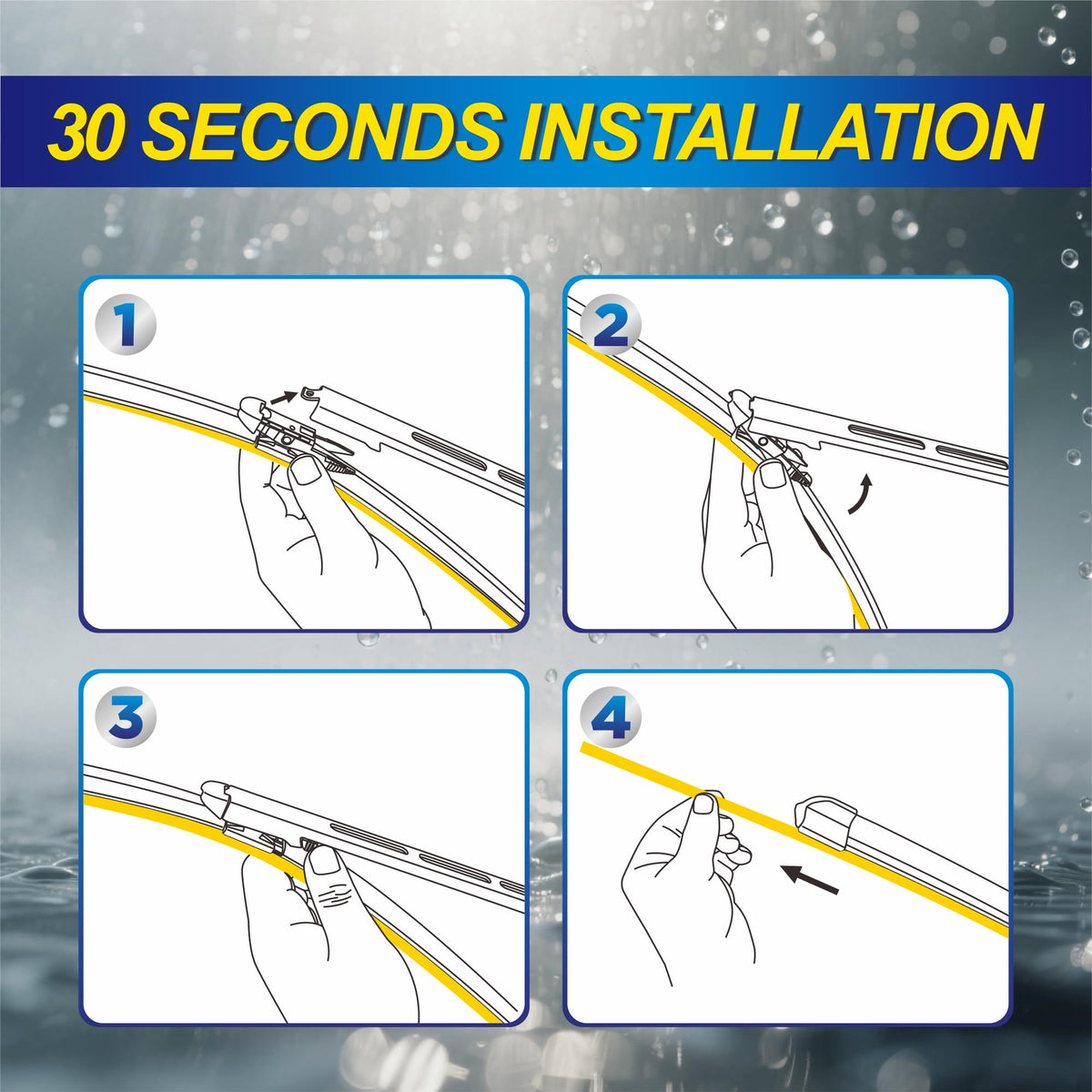 5 PLUS blades beside a ruler showing 28 and 11 inch lengths for accurate fit confirmation