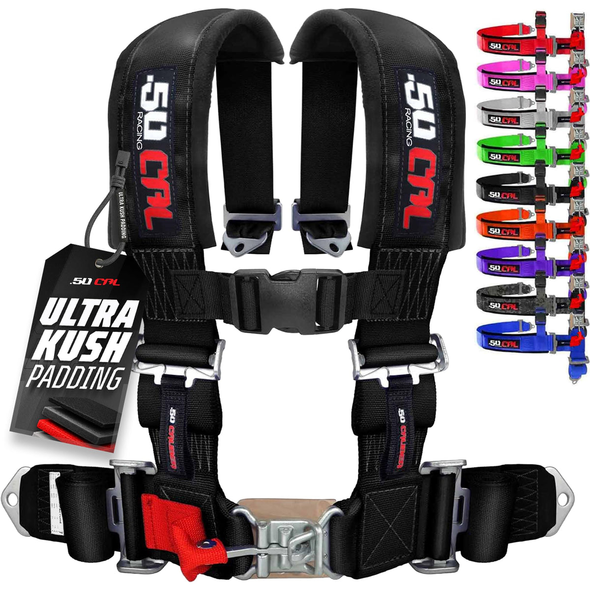 50 Caliber Racing front view harness showing full restraint and fit benefit