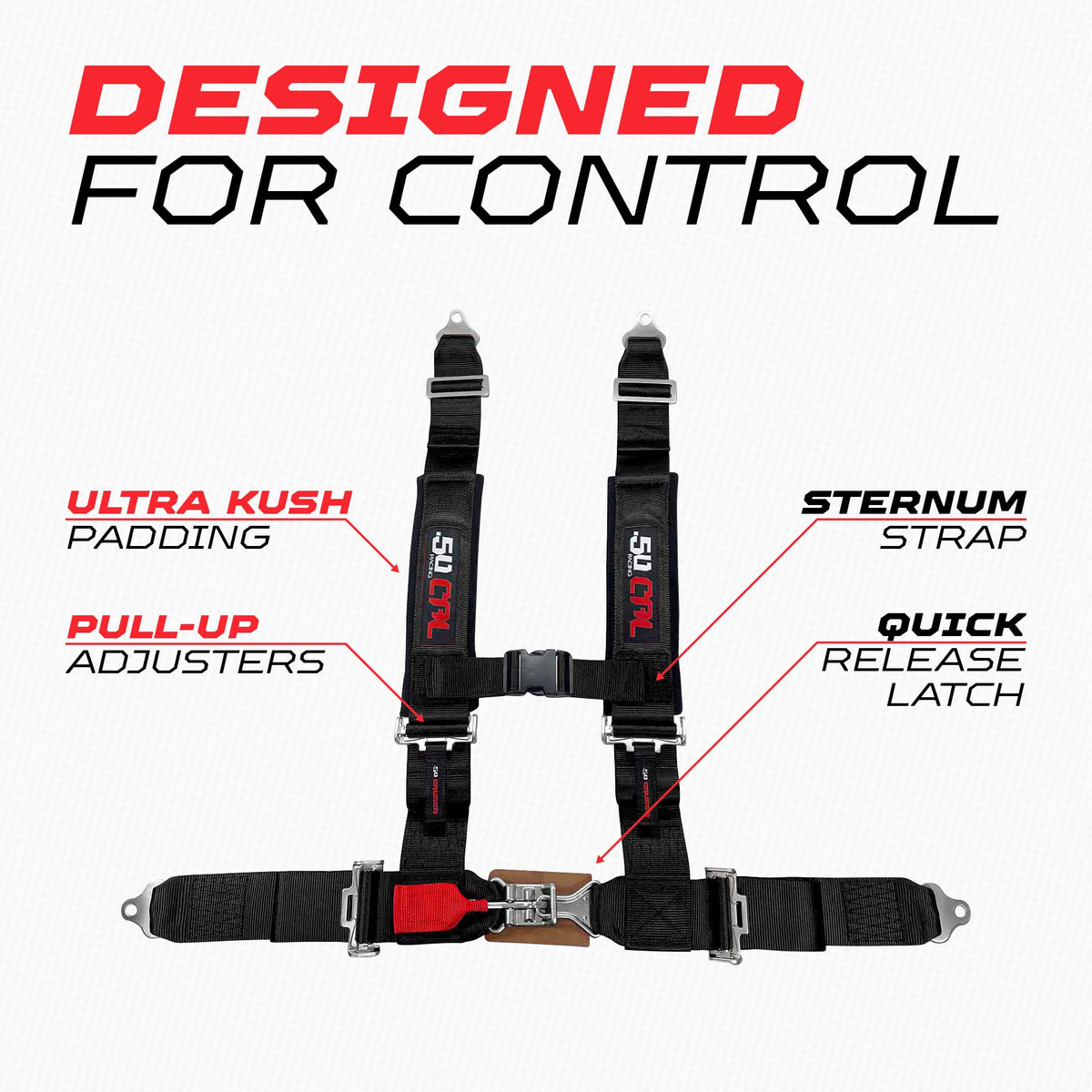 50 Caliber Racing size and scale demo showing one-piece harness compatibility