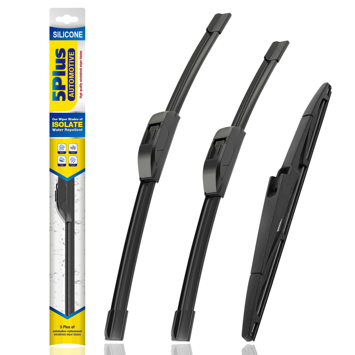 5 PLUS front packaging showing full wiper set and easy fit benefits