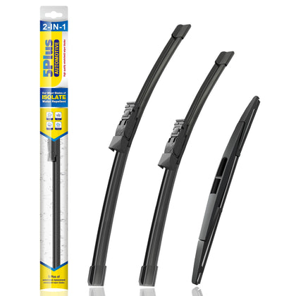 5 PLUS front packaging showing the 3-pack and included blade sizes, clear product info and appeal