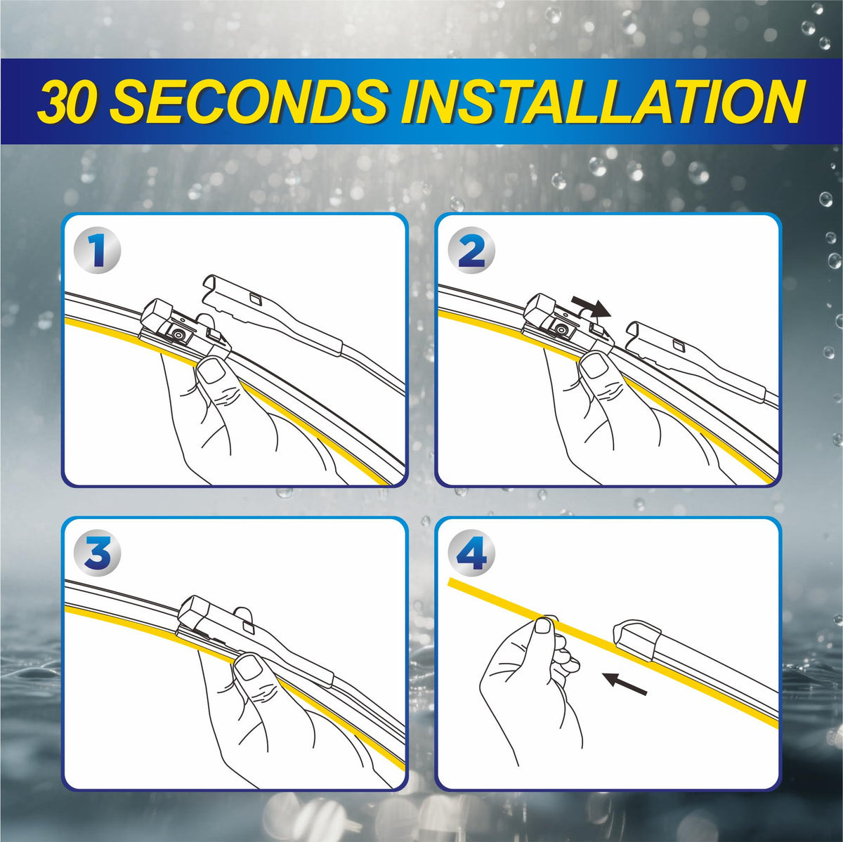 5 PLUS wiper blades next to ruler showing 25,22,15 inches, benefit correct sizing