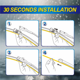 5 PLUS wiper blades next to ruler showing 25,22,15 inches, benefit correct sizing