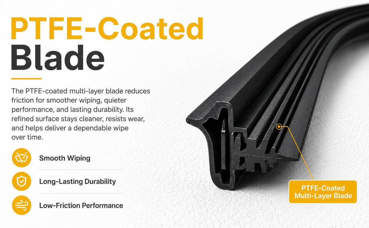 7-Clear blades installed on pickup windshield improving visibility