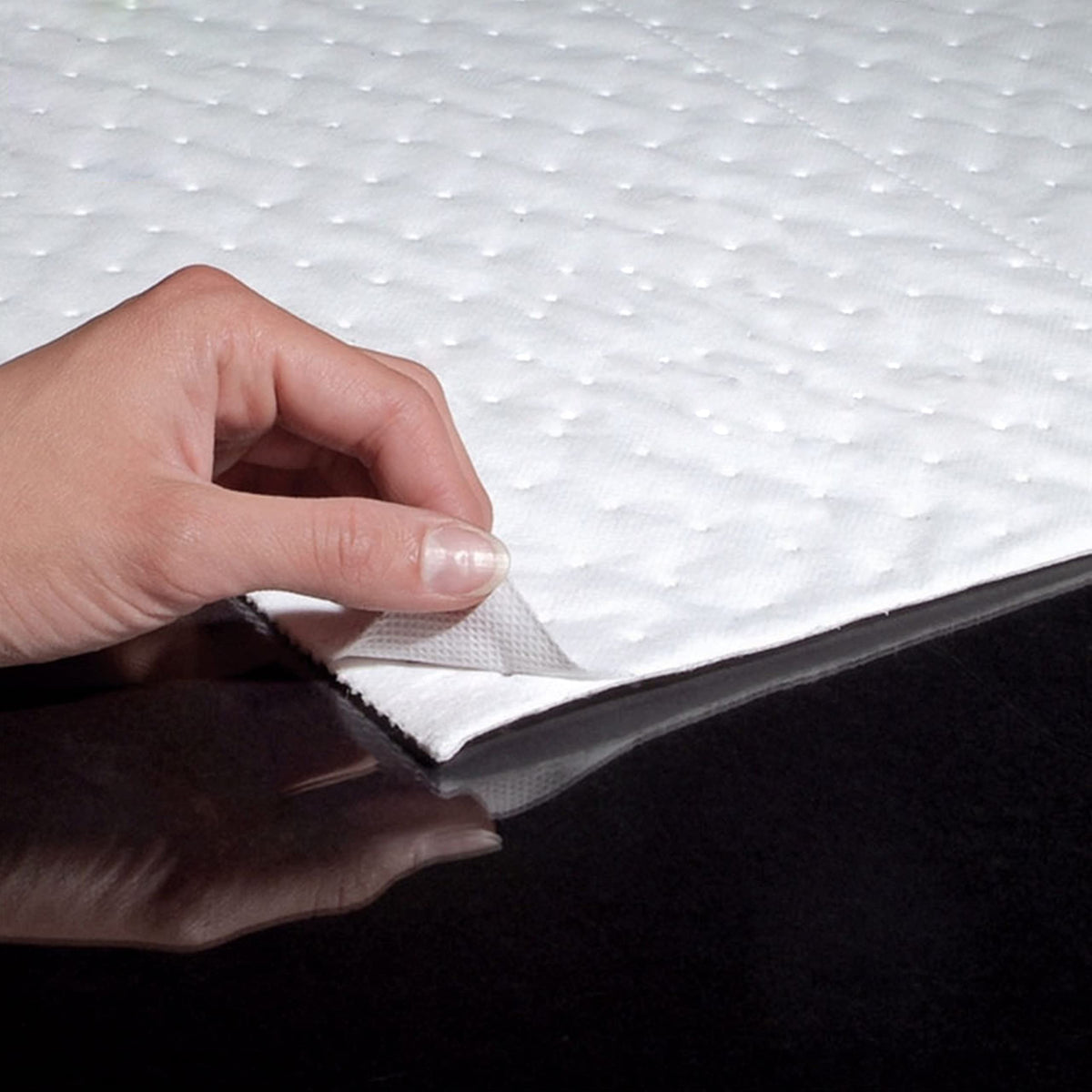 A A IN close-up dimple texture speeding wicking and faster cleanup