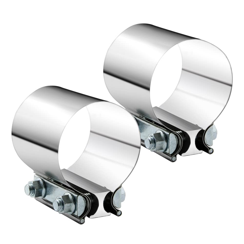 A ABIGAIL front view of two 2.5" clamps showcasing durable stainless finish