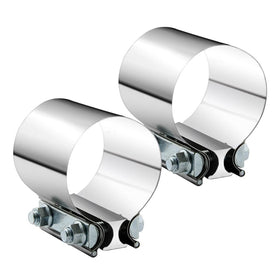 A ABIGAIL front view of two 2.5" clamps showcasing durable stainless finish