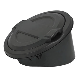 A ABIGAIL front view fuel filler cover showing stainless steel face and sleek look
