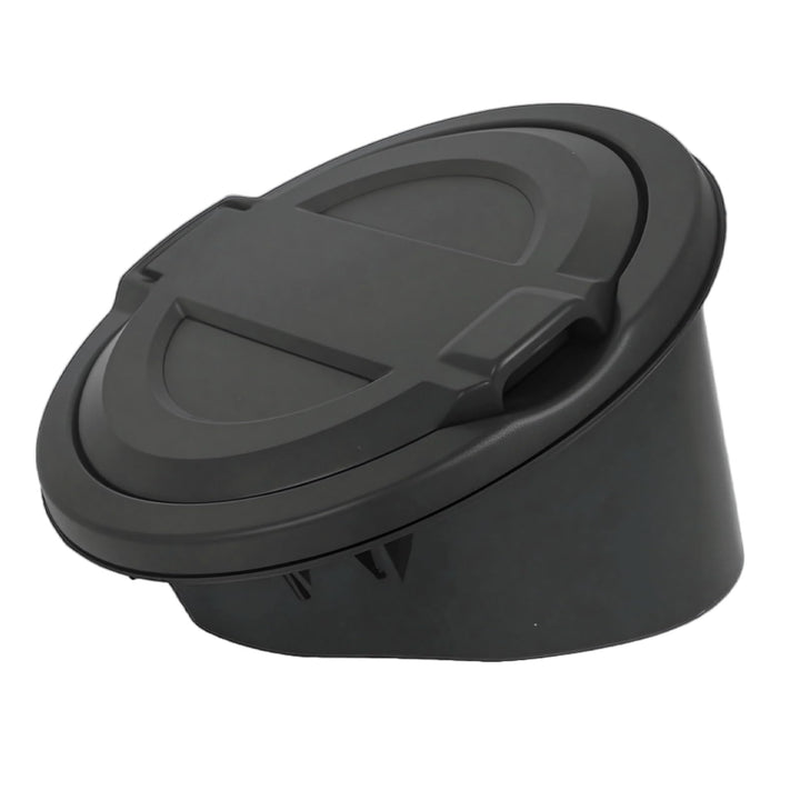 A ABIGAIL front view fuel filler cover showing stainless steel face and sleek look
