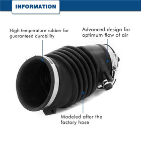 A ABIGAIL intake hose installed in engine bay demonstrating proper routing benefit