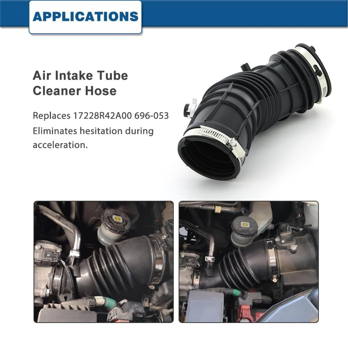 A ABIGAIL side profile of intake hose highlighting durable shape and fit advantage