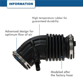 A ABIGAIL intake hose beside ruler for size reference and fit confirmation