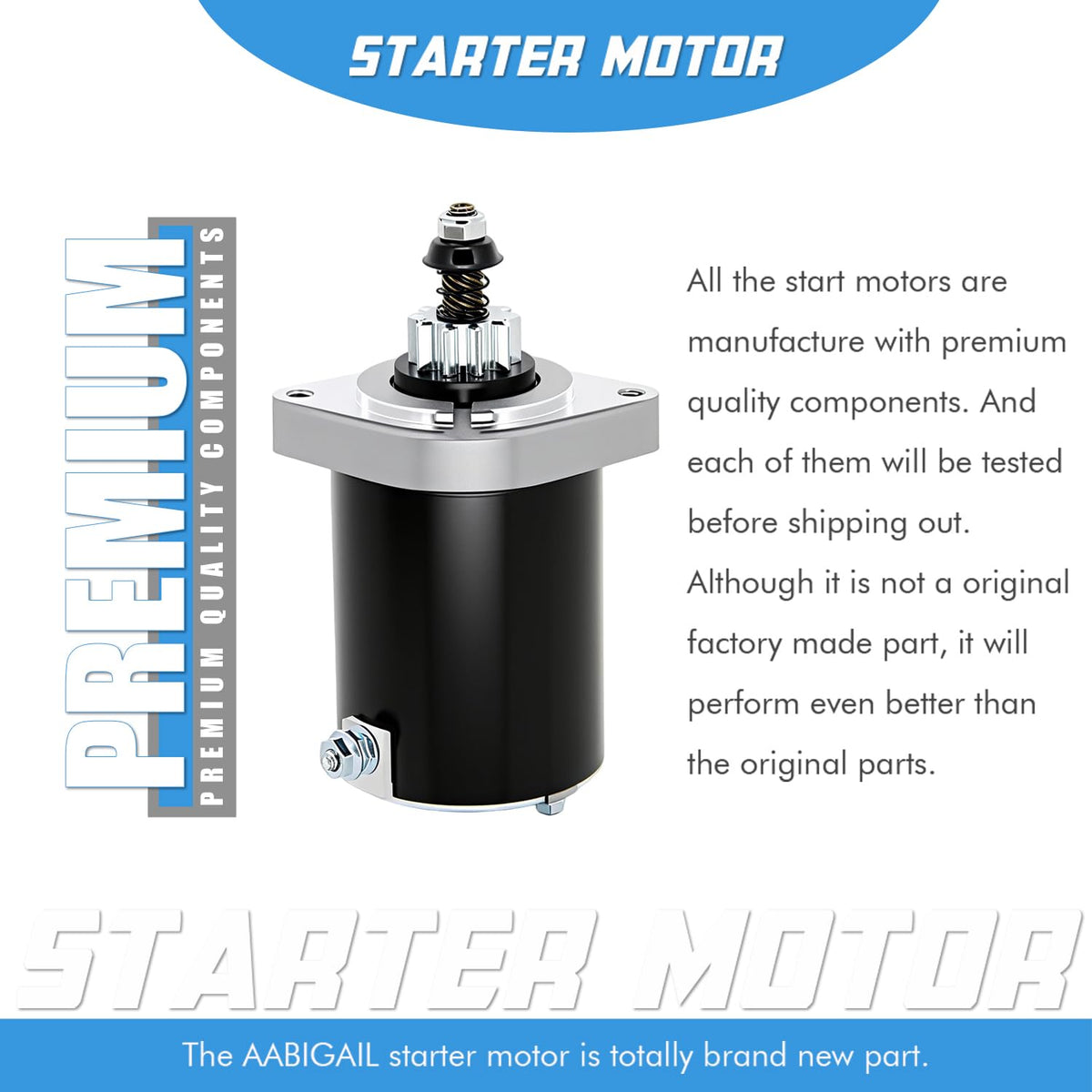 A ABIGAIL starter mounting flange detail showing bolt holes, simplifies installation