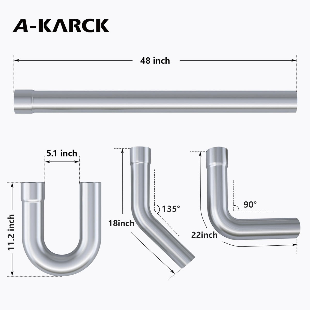 A-KARCK mandrel bend close-up showing smooth wall profile for better exhaust flow