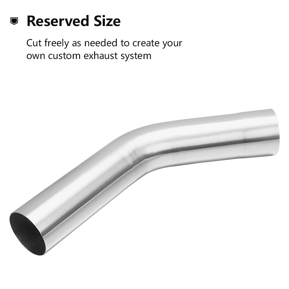 A-KARCK exhaust tube beside ruler showing 2.5 inch outer diameter scale and accuracy