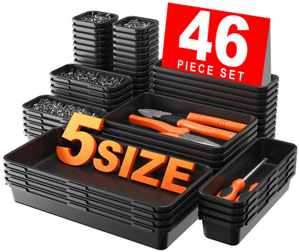 A-LuGei front view of organizer tray set showing all pieces and black finish benefits